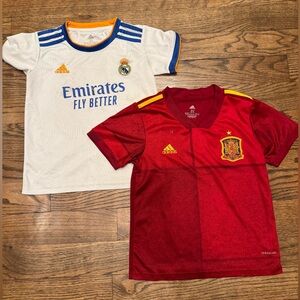 ⚽ Adidas Youth Soccer Jersey Bundle – Real Madrid + Spain World Cup Size 22